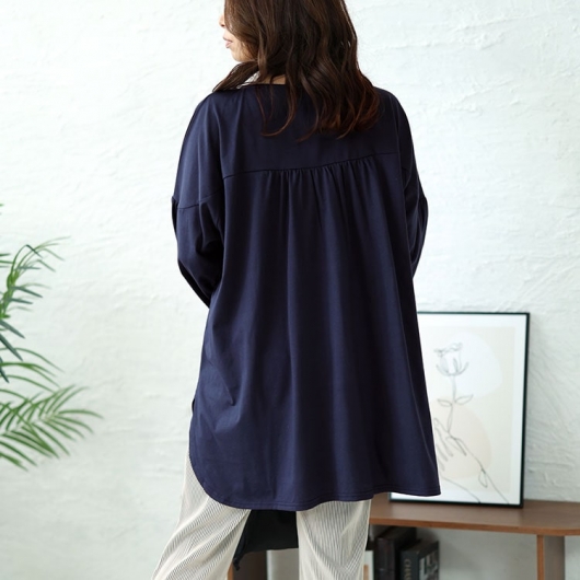 大きいサイズ レディース 切替えギャザープルオーバー bai-0145