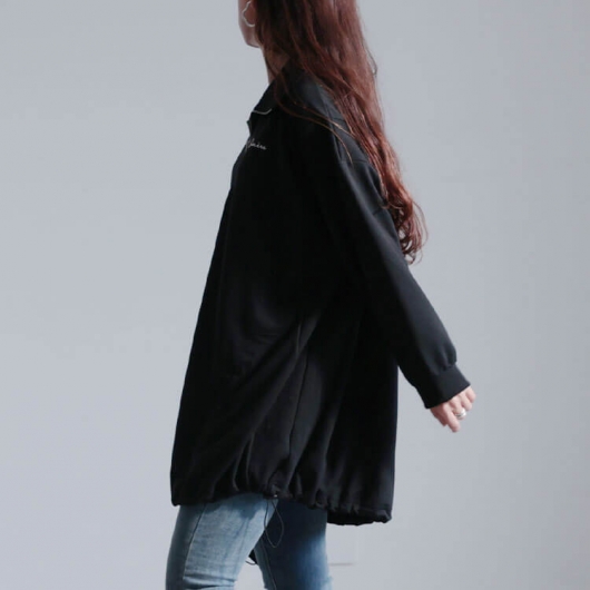 大きいサイズ レディース リブ切り替えハーフジッププルオーバー bai