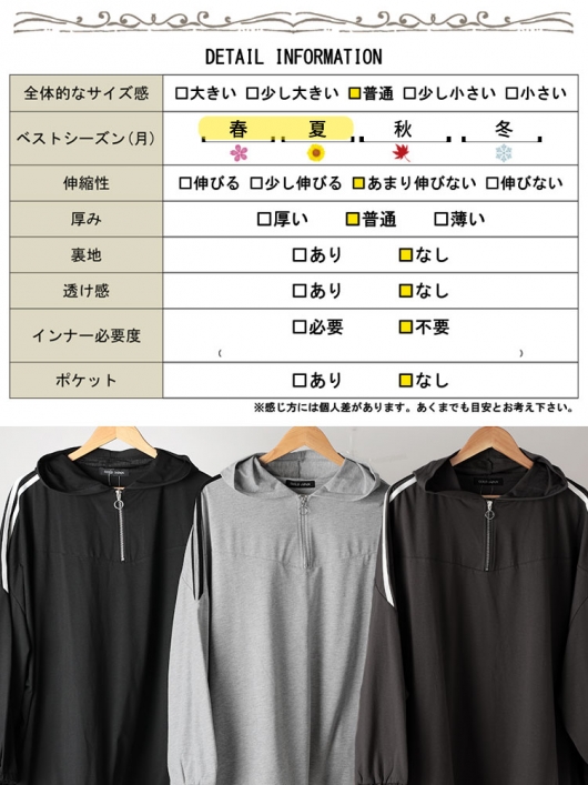 Lサイズ　さんぞ 大きいサイズ レディース 配色ラインハーフZIPパーカー