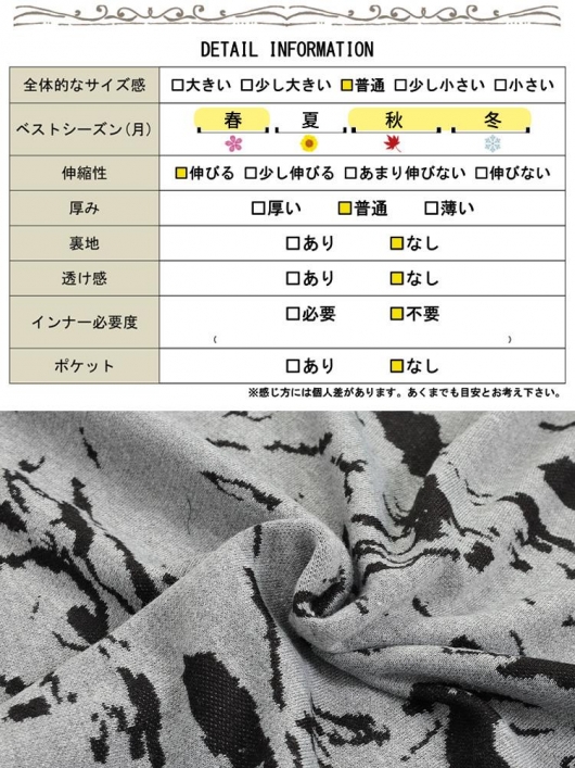 大きいサイズ レディース マーブル柄ジャガードニットフレア