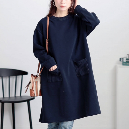 美品tobechic大きいサイズ46♡ニットコンビチュニック 大きいサイズ レディース Vネックニットチュニックワンピース