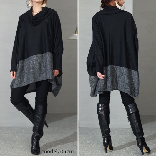 大きいサイズ レディース バイカラーオフタートルドルマン