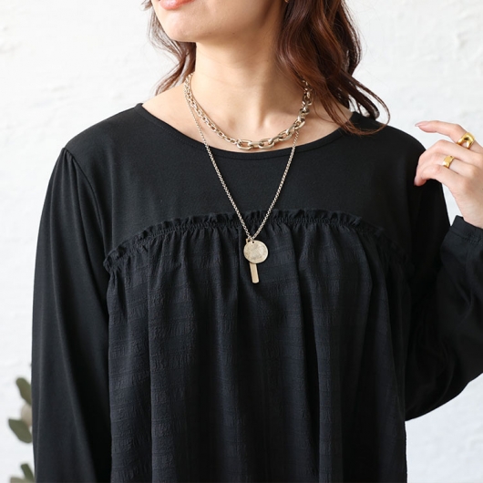 大きいサイズ レディース シアーチェック切り替えチュニック