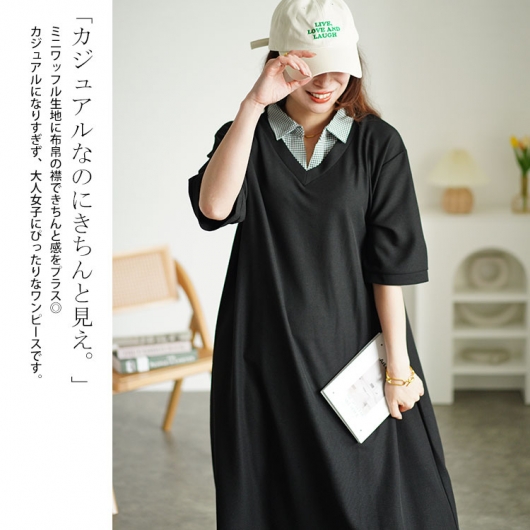 【Kさん専用】☆カネコ.ワンダフルワールド.カットソー（黒.チェック） 大きいサイズ レディース シャツドッキングワッフルワンピース cast