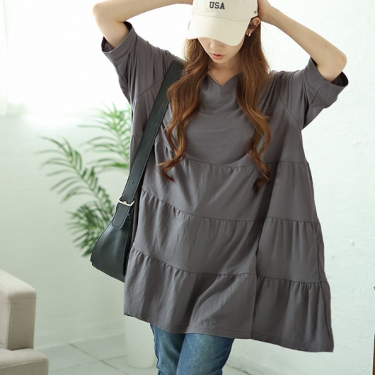 大きいサイズ レディース Vネックティアードチュニック cast-5546010