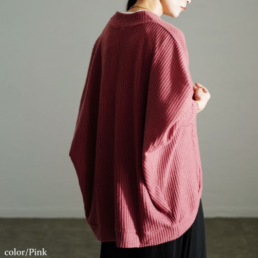 大きいサイズ レディース ワッフルニットドルマンカーディガン cast