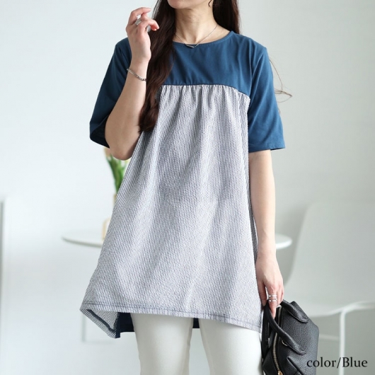 STUDIO PICONE ストライプ 半袖チュニック サイズ40