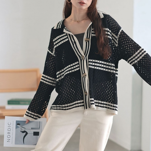 きいさん イベントセール】 大きいサイズ レディース かぎ針風ボーダー