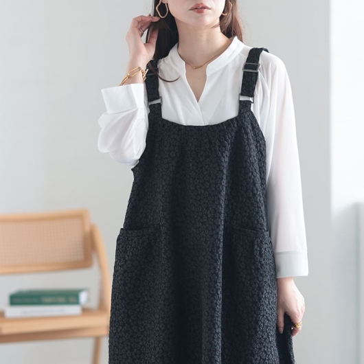大きいサイズ レディース 小花ジャガードギャザーポケット 大きいサイズ レディース 小花ジャガードギャザーポケット