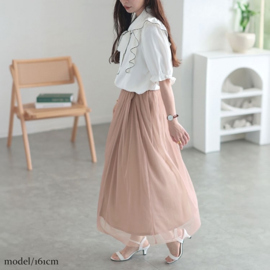 大きいサイズ レディース チュールギャザースカート cpdai