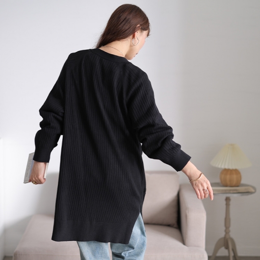 大きいサイズ レディース 洗えるワイドリブトッパーカーディガン