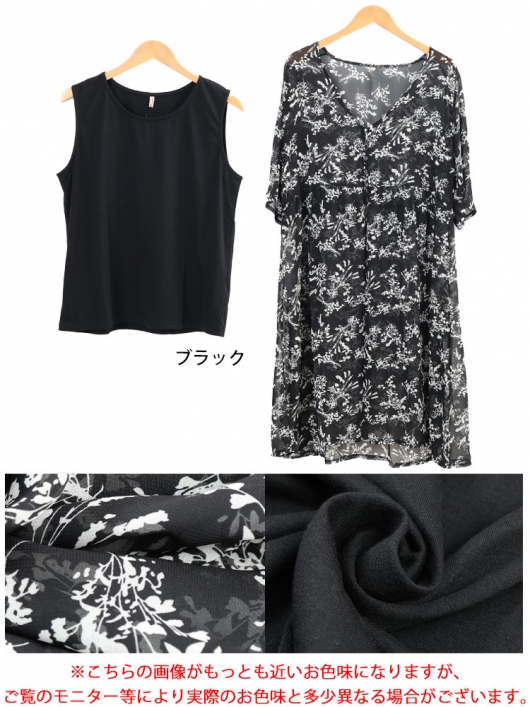 大きいサイズ レディース 花柄シフォンロングカーディガン