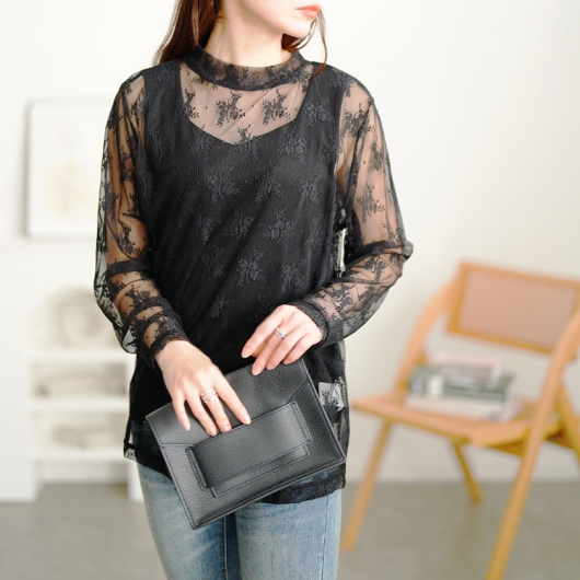 【新品タグ付】Bouquet de muguet ハイネック＋スカート 大きいサイズ レディース ミニハイネック花柄チュールレース