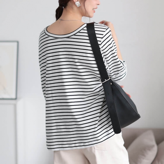 tシャツ Tシャツ ワイドボーダーbigシルエットトップス レディース 半袖 大きいサイズ 接触冷感 涼しい 夏 体型カバー クルーネック 丸首 ボーダー柄 デート 大きいサイズ レディース 接触冷感＆UVカット前後2wayボーダーT