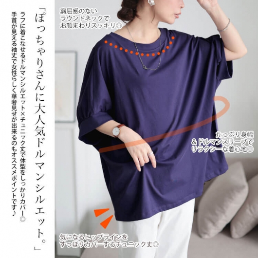 大きいサイズ レディース 接触冷感＆UVカットコットンドルマン