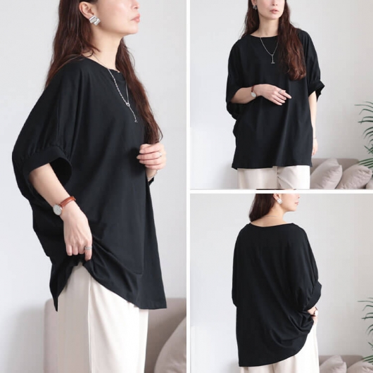 モラビトカットソー新品未使用タグ付き 大きいサイズ レディース 接触冷感＆UVカットコットンドルマン