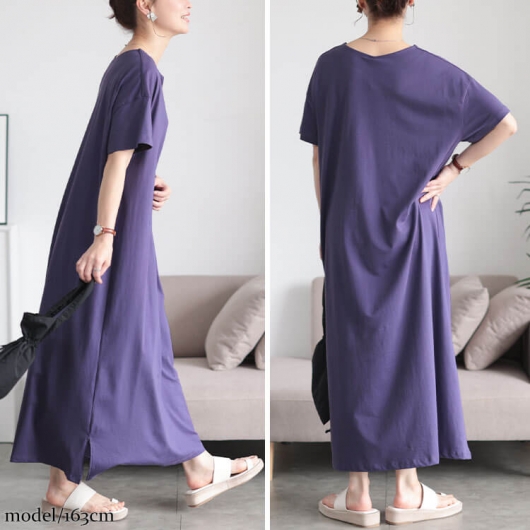 大きいサイズ レディース 接触冷感＆UVカットコットンワンピース