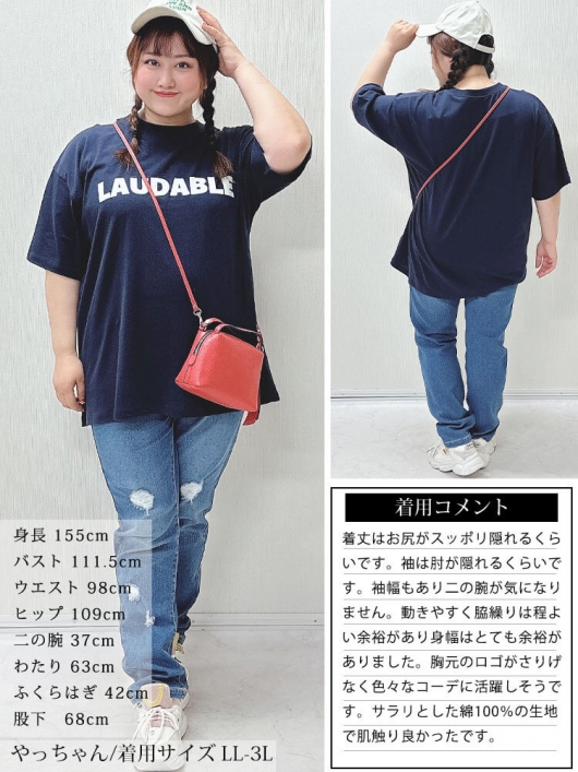 大きいサイズ レディース ロゴコットンTシャツ cros-130308 【ゆう 