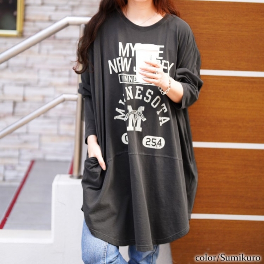 大きいサイズ レディース カレッジロゴコットンチュニック cros-140374