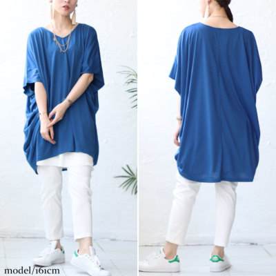 大きいサイズ レディース チュニックドルマンTシャツ fem-375｜大きい