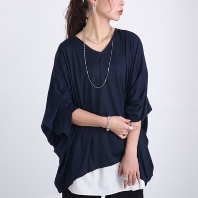 366】美品 アナイ ラメシャギー プルオーバー 水色 36 ラメシャギー