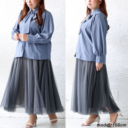 イベントセール】 大きいサイズ レディース ボウタイ付きボリューム