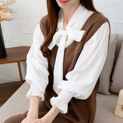 イベントセール】 大きいサイズ レディース ボウタイブラウス＆ニット