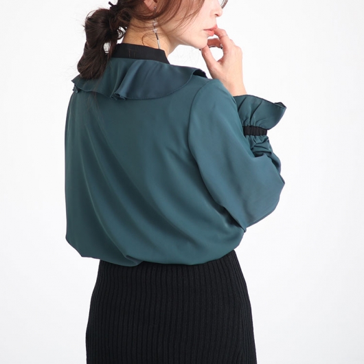 大きいサイズ！22OCTOBLE フリルボウタイブラウス　サイズ46 fem-386_1.jpg?basethum=225