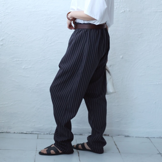 ELZA出品 大きいサイズ レディース ストライプサルエルパンツ fem-447