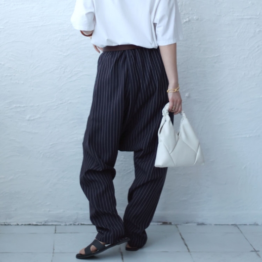 大きいサイズ レディース ストライプサルエルパンツ fem-447