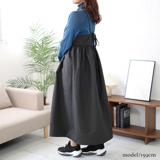 大きいサイズ レディース ジャガードキャミワンピース fem-454
