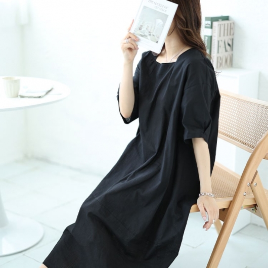 大きいサイズ レディース スクエアネックコクーンワンピース fem-495