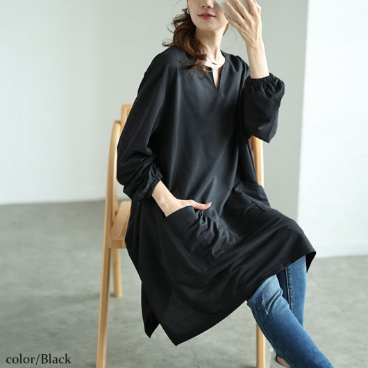大きいサイズ レディース キーネックイレヘムチュニック fem-509 大きいサイズ レディース キーネックイレヘムチュニック fem-509