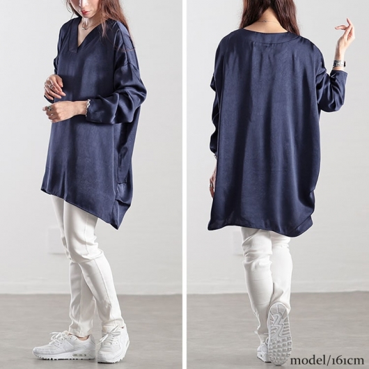 セール対象商品】 大きいサイズ レディース Vネックサイドタック