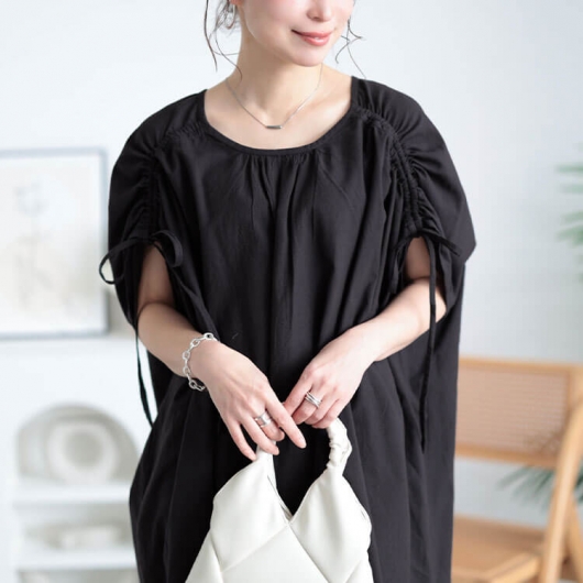 新春初売セール】 大きいサイズ レディース コットンリネン肩ドロスト