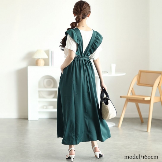 大きいサイズ レディース フリルジャンパースカート fem-536