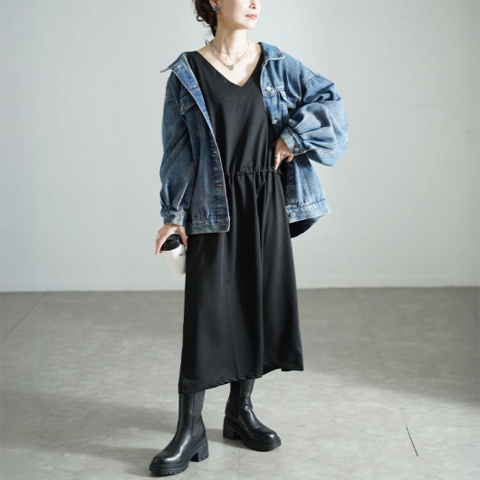 タイトリストワンピース スタイルミキサー STYLEMIXER フォルムタックワンピース （BLK