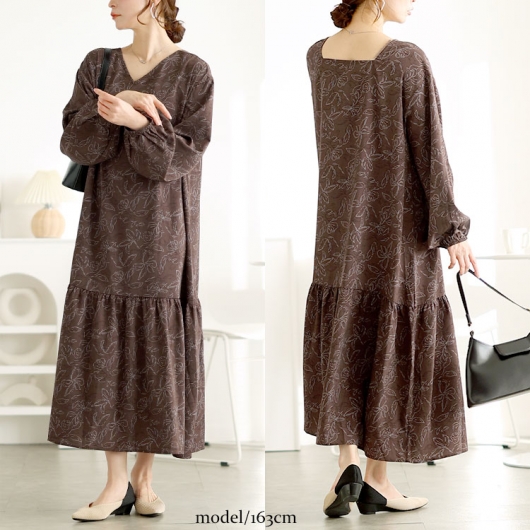 新春初売セール】 大きいサイズ レディース 前後2way花柄ティアード