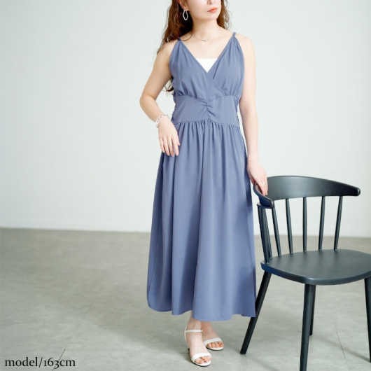 大きいサイズ レディース カシュクールキャミワンピース fem-563