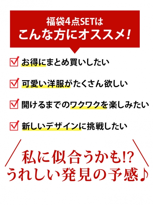 大きいサイズ レディース お楽しみ袋4点セット fuku-2022｜大きいサイズのレディース服専門通販【ゴールドジャパン公式サイト】