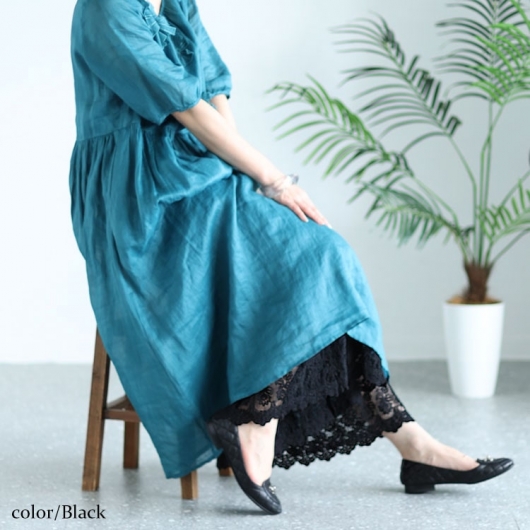 大きいサイズ レディース 刺繍レースコットンティアード