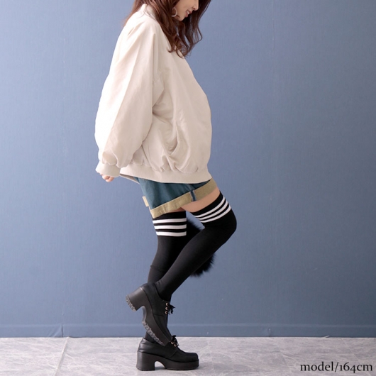 大きいサイズ レディース ラインハイソックス goldy-1079