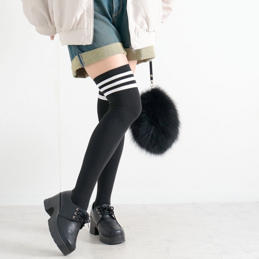 大きいサイズ レディース ラインハイソックス goldy-1079
