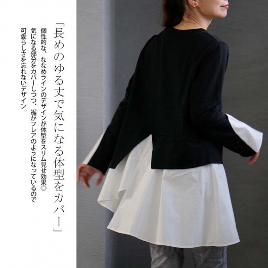 大きいサイズ レディース レイヤード風アシンメトリートップス