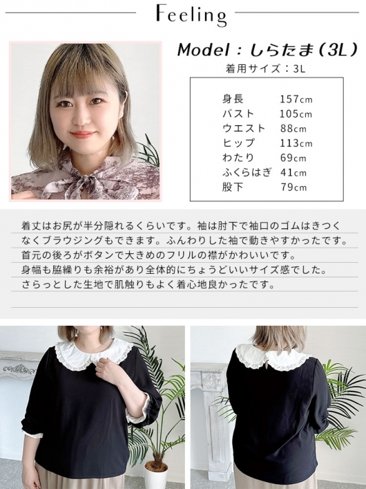 イベントセール】 大きいサイズ レディース フリル襟ブラウス