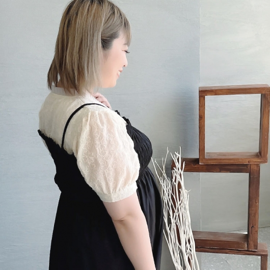 大きいサイズ レディース 胸シャーリングドッキングワンピース