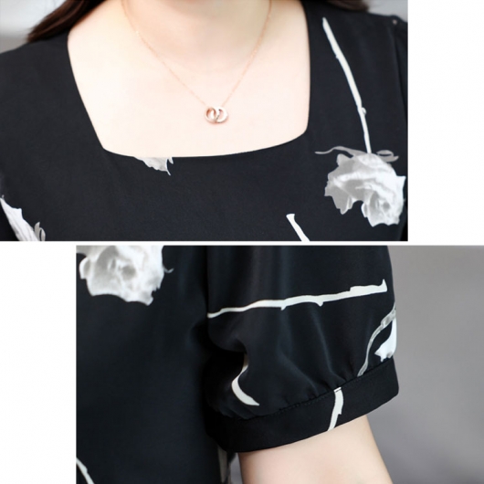専用　　　　大きいサイズ♡異素材♡パフスリーブドッキングワンピ♡小花柄♡XL Lace Ladies 小花柄 パフスリーブ ロング丈 フレア ワンピース
