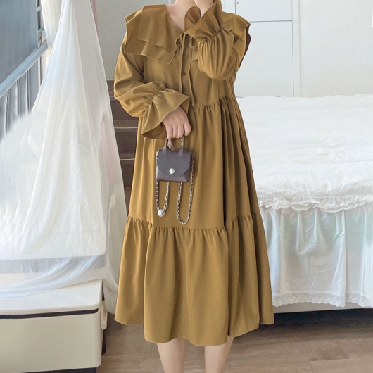 新作）雅姫さんリネンストライプフリルティアードワンピース ロングワンピース