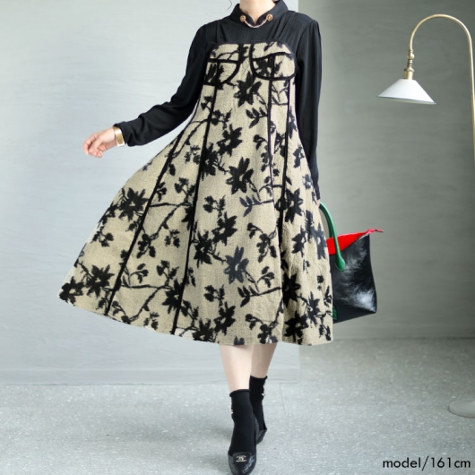大きいサイズ レディース 花柄キャミソールワンピース goldy-1379