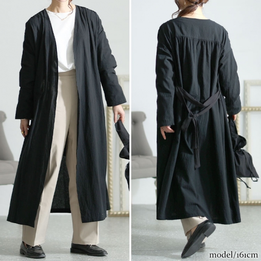 ロングカーディガン メンズ ガウンコート ロングコート ブラック